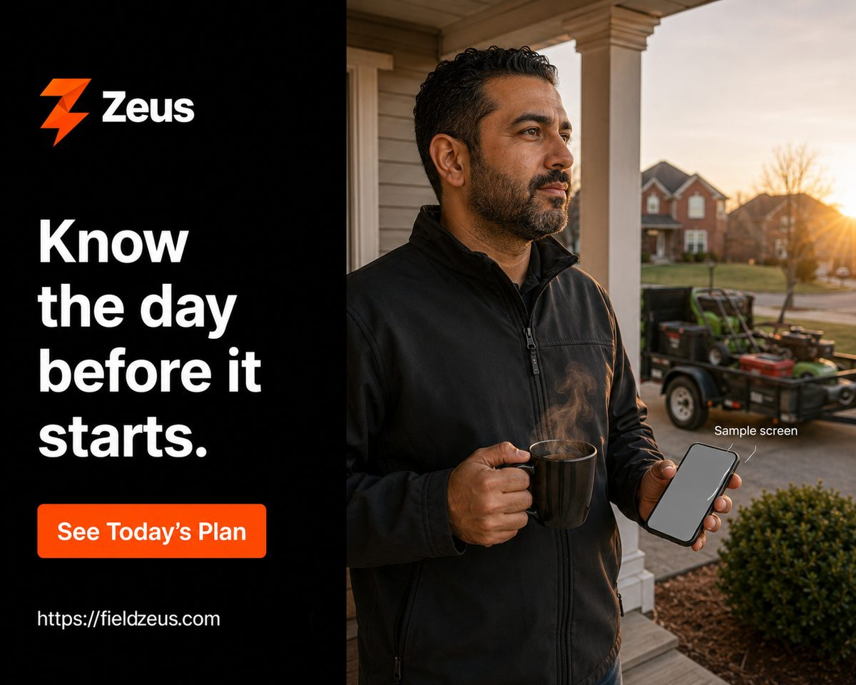 Campaign poster: coffee on a porch at sunrise, beside the headline "Know the day before it starts."